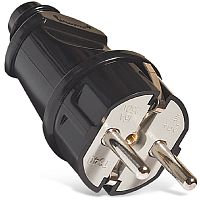 Вилка электрическая с заземлением прямая UNIVersal 16А черный картинка 